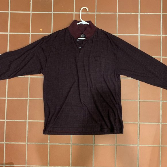 Van Heusen Long Sleeve Polo Shirt Maroon - Picture 1 of 2